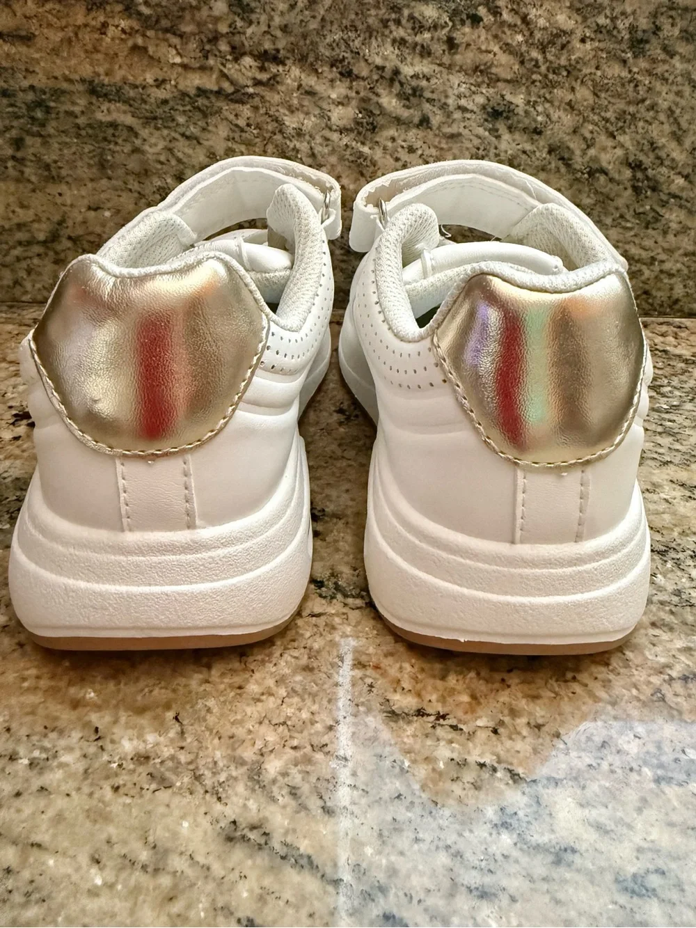 Girls White Athletic Sneakers with Gold Accent | size 13 | NWOT